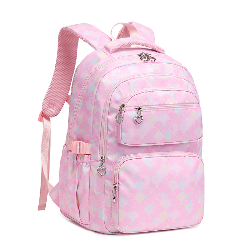 女の子向けプリントスクールバッグ、ティーンユースバックパック、ラップトップ、子供用スクールペンケース、ピンク、3個セット、2025