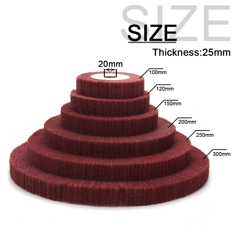 100/125/150/200/250/300mm Non-Woven Polishing Wheel Nylon Flap Brush  Wheel Metal Cleaning Rust Removal Grinding Sbrasive Tool