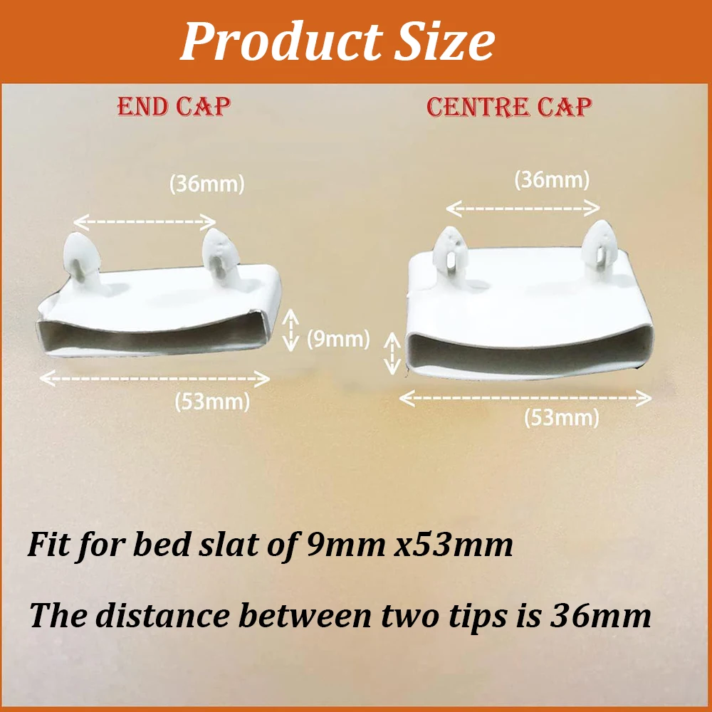10PCS White Plastic Bed Slat Cover Replacement Center/End Caps for Holding Securing Furniture Frame 53mm×9mm  (Inside Dimension)
