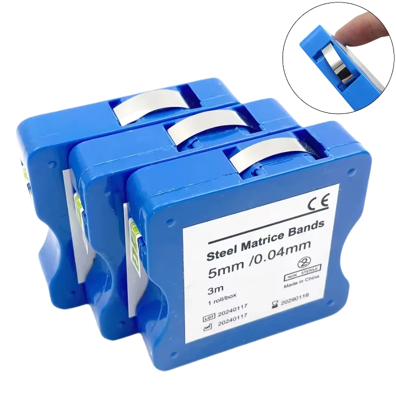 3 mDental Edelstahl Matrizenbänder Dental Matrizenstreifen Matrizenbänder Striproll 5 mm/6 mm/7 mm Breite 0,04 mm Zahnmedizinmaterialien