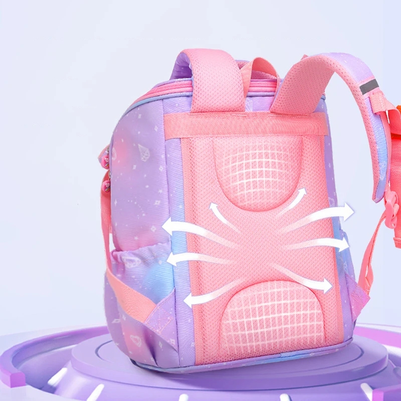 Mochila Escolar de unicornio para niñas, morral Escolar de dibujos animados en 3D, de 1 a 5 grados, con diseño de arcoíris