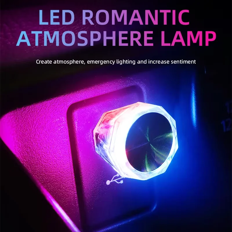 Usb atmosfera luz led mini colorido luz noturna para festa portátil natal quarto lâmpada ambiente auto interior led