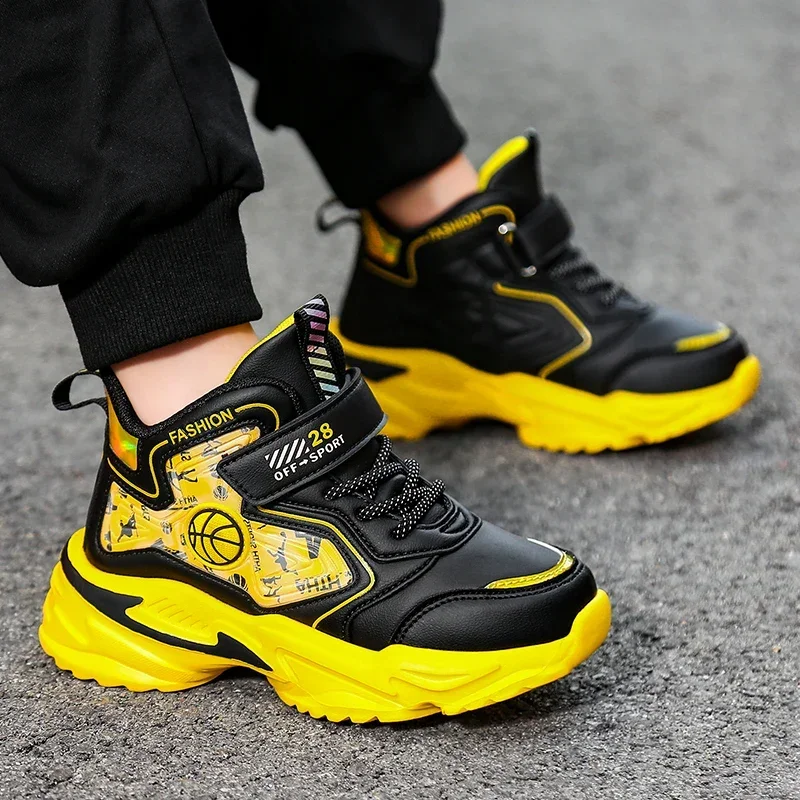 子供靴少年スニーカー革子供カジュアルスポーツテニススニーカーオリジナルバスケットボールノンスリップ少年靴 4 に 12 年