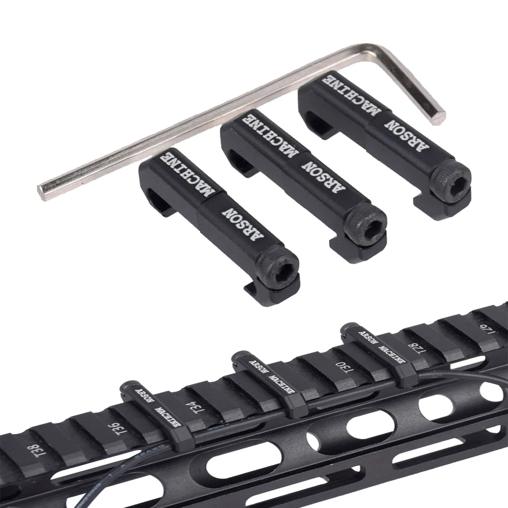Pressostato tattico per luce Guide per cavi Picatinny in alluminio per torcia e clip per cavi per interruttori a nastro laser (nero)