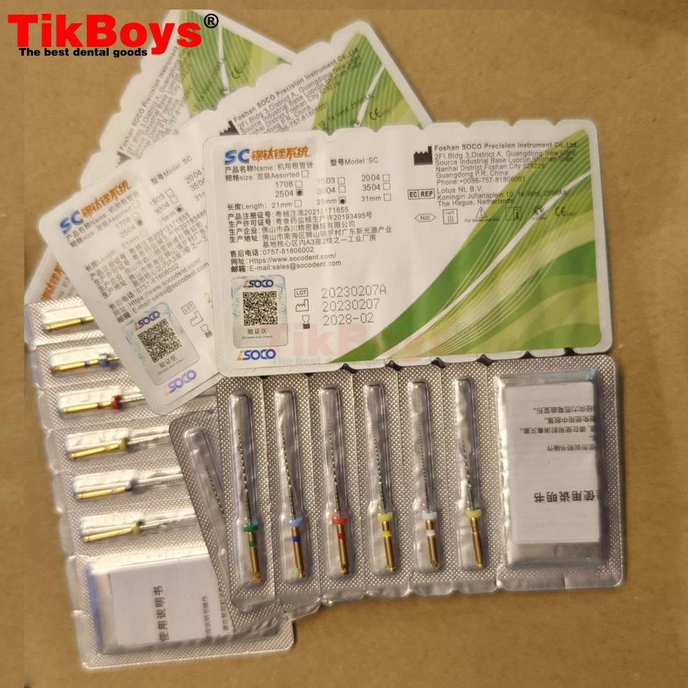 6 pçs/caixa arquivo dental soco sc raiz canal cone arquivo endodôntico 25mm calor ativado arquivo rotativo flexível materiais dentista coxo