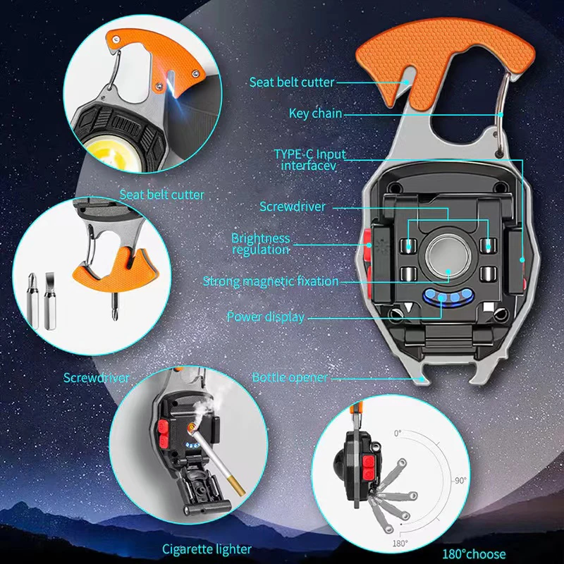 New Mini Multifunctional Portable Small Handlight Work Light High Power Strong Lights Portable Car Camping Keychain