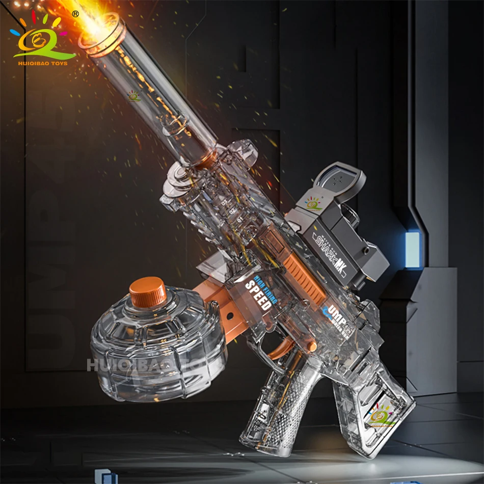 HUIQIBAO Automatic Electric UMP45 Submachine Water Gun combatte Summer Toy Water Outdoor Beach piscina giocattoli regalo per bambini adulti