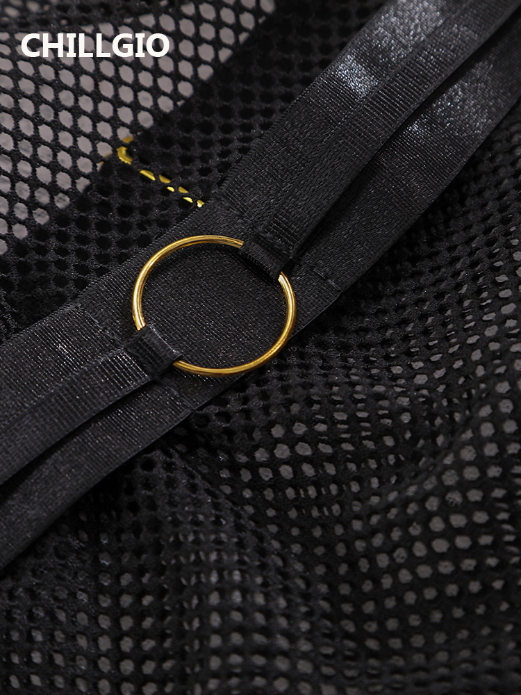 CHILLGIO Mesh Bodys Frauen Sexy Mode Transparente Kombination Catsuits Bodycon Chic Overalls Schlank Riemchen Strampler Dessous