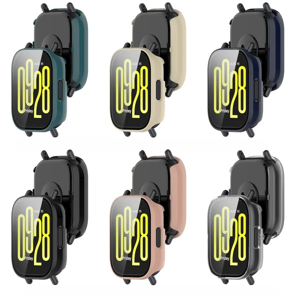 PC ケース + 強化ガラス Redmi watch5 アクティブ/Lite フルカバースクリーンプロテクタースマートウォッチバンパークリーニングコットン