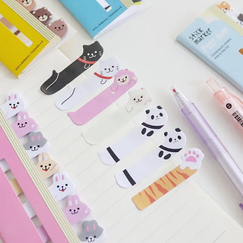 8 pezziLytwtw ‌ Segnalibro animale Kawaii Note adesive/Notepad/N-Sticky Notes Memo Pad, Cancelleria creativa