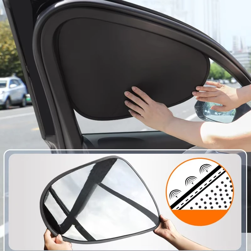 Cortinas electrostáticas para ventana lateral de coche, cubierta de protección solar de 4 capas, parasol plegable para coche, bloqueo de rayos UV 99.9%