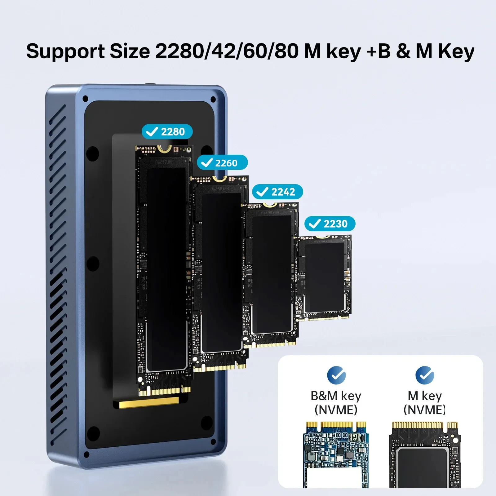 Корпус SSD Acasis 40 Гбит/с USB 4 с охлаждающим вентилятором, совместимый с TB3/4 USB 3.2 Gen 2 JHL7440 для Macbook для создания содержания для Samsung 980/990 Pro/Kingston KC 3000