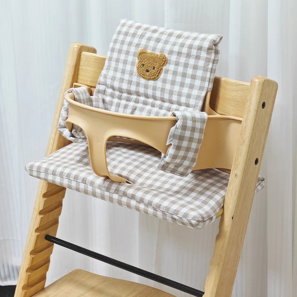 Almofada de assento macia para bebês, almofada de cadeira alta de bebê, almofada traseira de cadeira de urso de desenho animado e almofada de assento, acessórios de cadeira alta