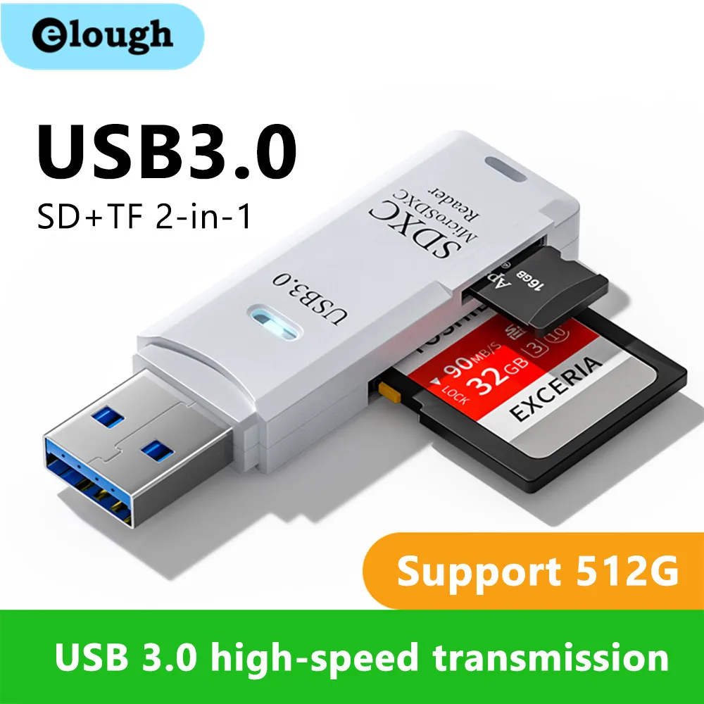 Lettore di schede USB 3.0 2 in 1 Lettore di schede Micro TF SD Adattatore USB Lettore di schede ad alta velocità Scheda di memoria TF per PC Accessori per laptop