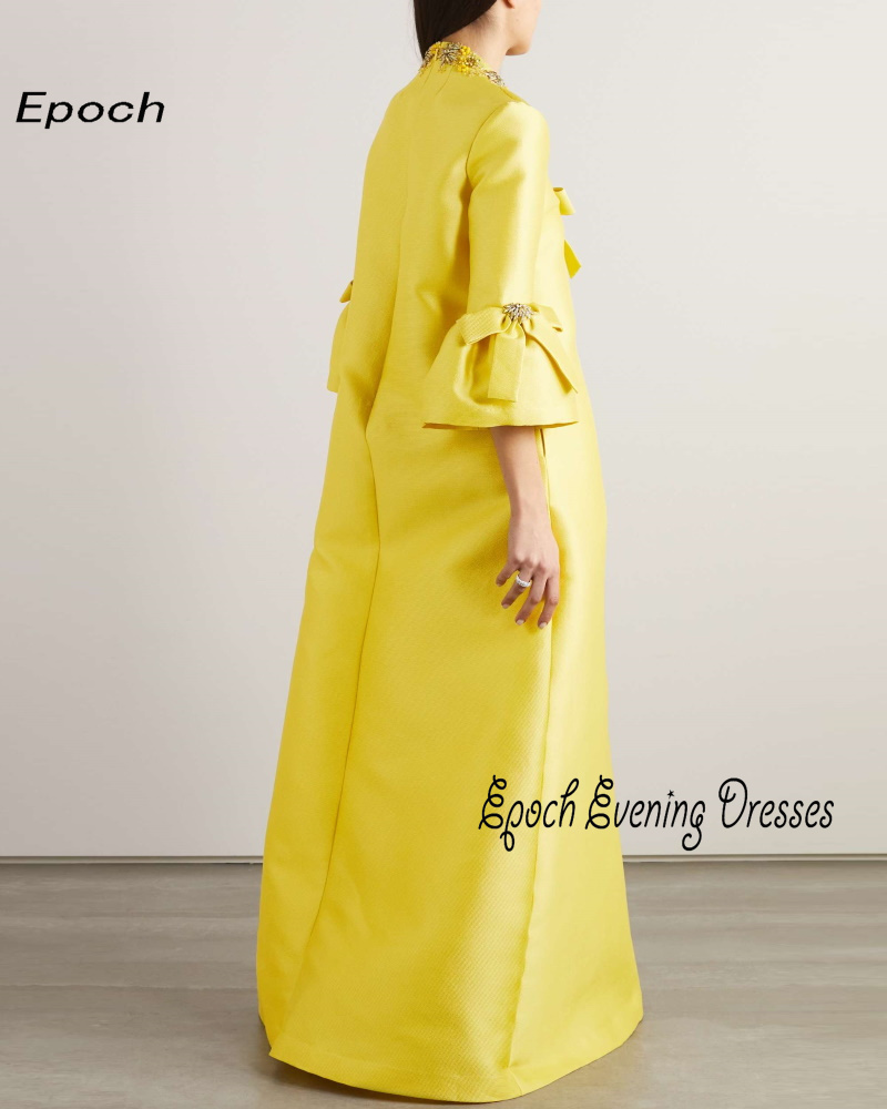 Epoch ชุดราตรียาว fساتة Elegant แขนยาวคริสตัล A-Line V คอ Mikado พรรคอย่างเป็นทางการชุดสําหรับเซ็กซี่ผู้หญิง