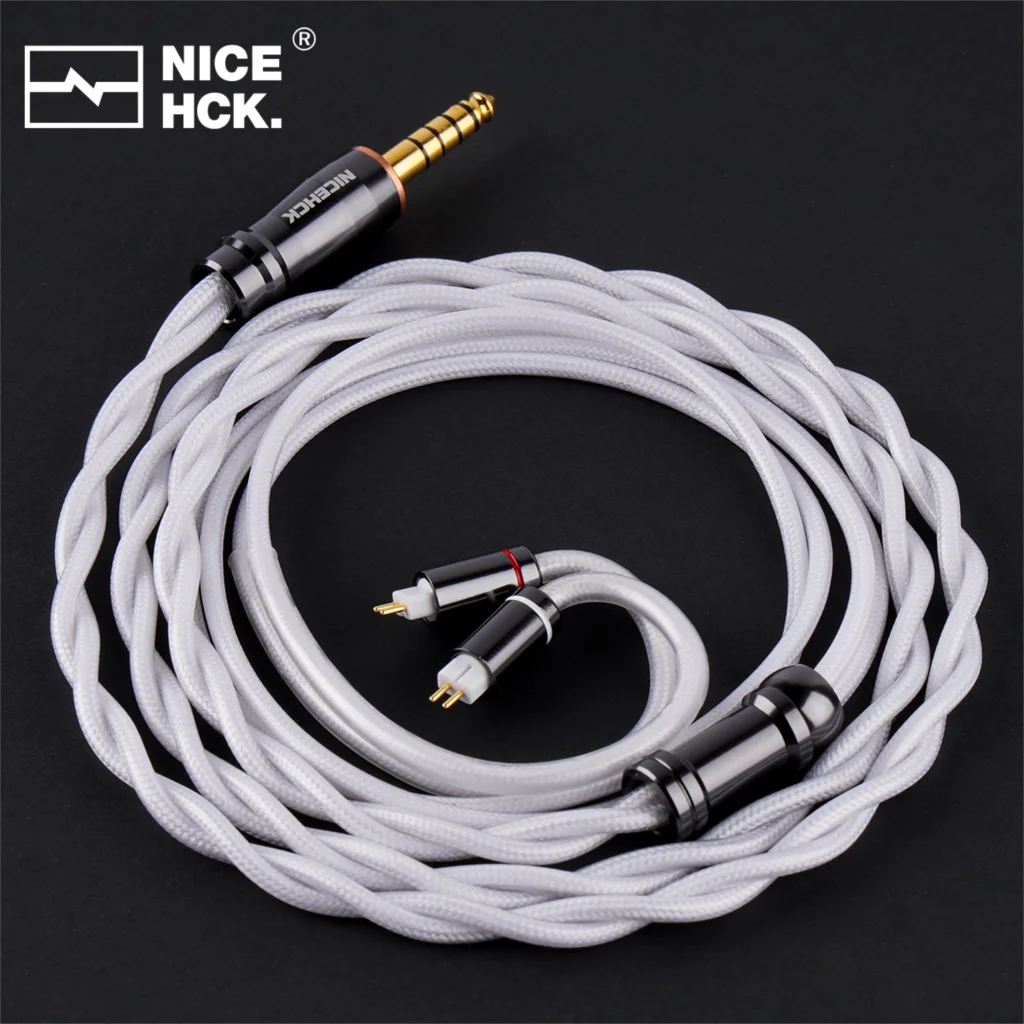 NICEHCK SnowWings-Cable de actualización de auriculares HiFi, Cable chapado en oro Real de 24K de doble capa para DaVinci Delci Explorer 4U