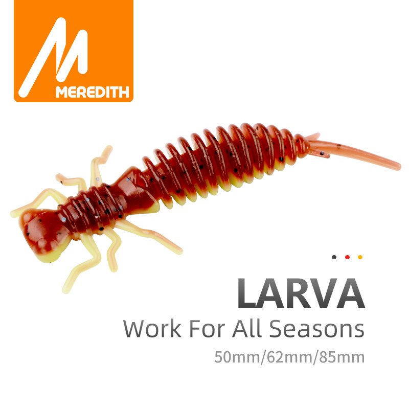Meredith larva iscas macias iscas artificiais 50mm/10 pçs minhoca de pesca silicone baixo pique minnow swimbait jigging iscas de plástico