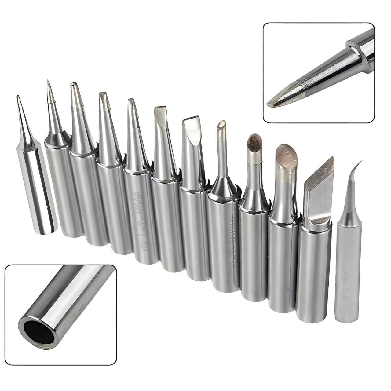12PCS 33mm Copper Soldering Iron Tips Set 900M-T Welding Station Tools I B C D K For 936 937 938 969 8586 852D Soldering Station