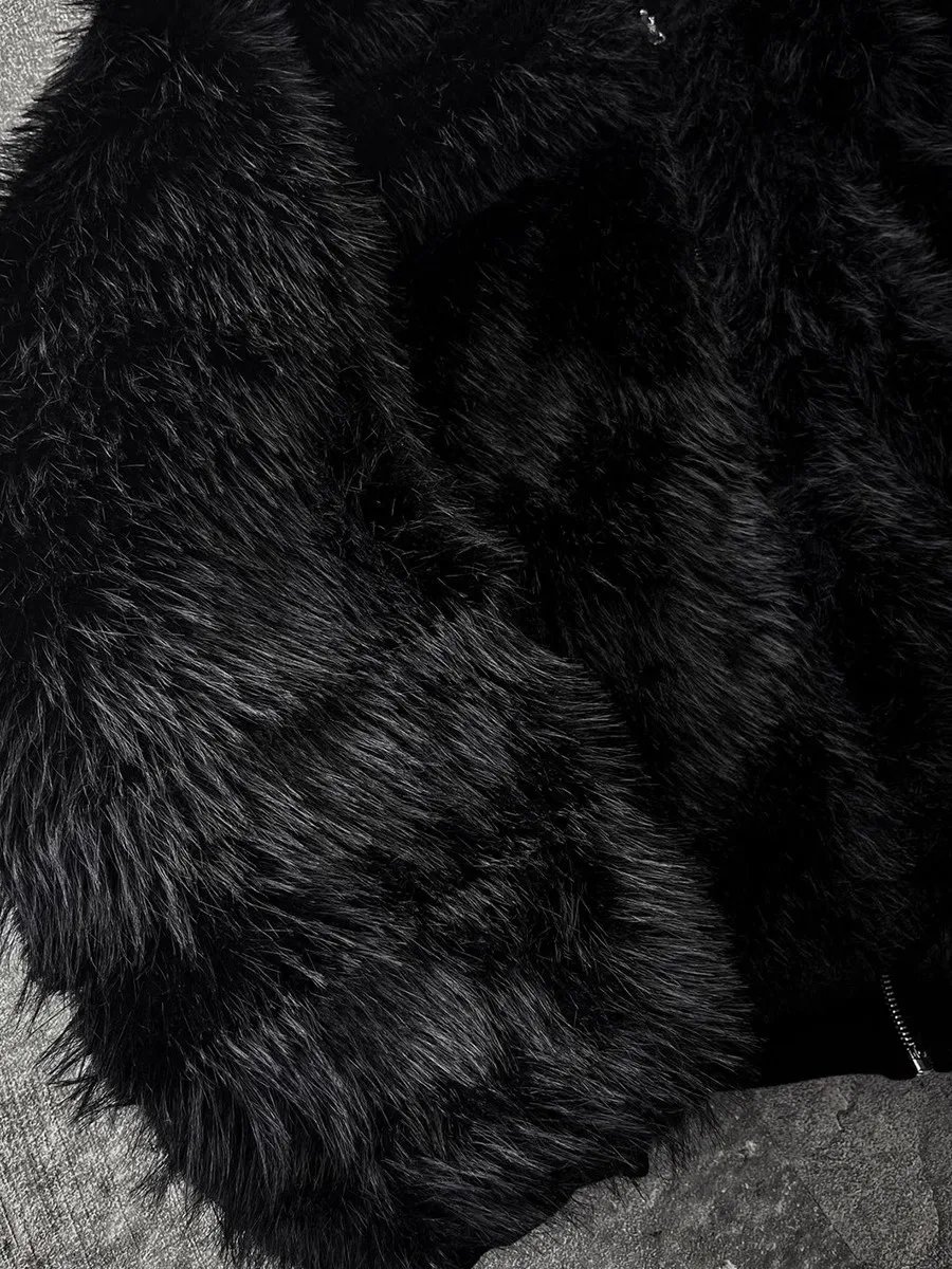 Mauroicardi outono inverno oversized engrossado quente preto reversível pele do falso parka casaco masculino com capuz zíper jaqueta macia 2025