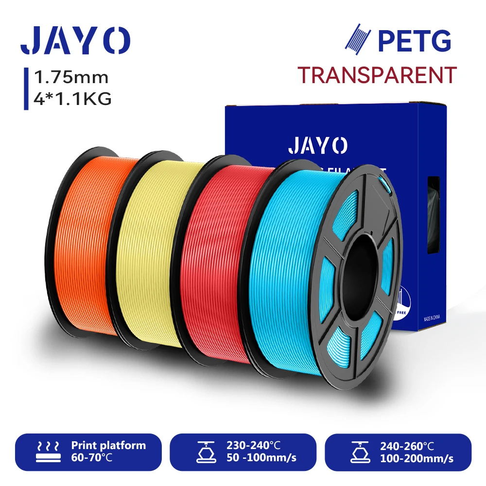 JAYO 3D Filament PETG 2Rolls 1.75MM PETG Filament do drukarki 3D FDM Neatly Wound Materiały do drukowania 3D 2.2KG/set