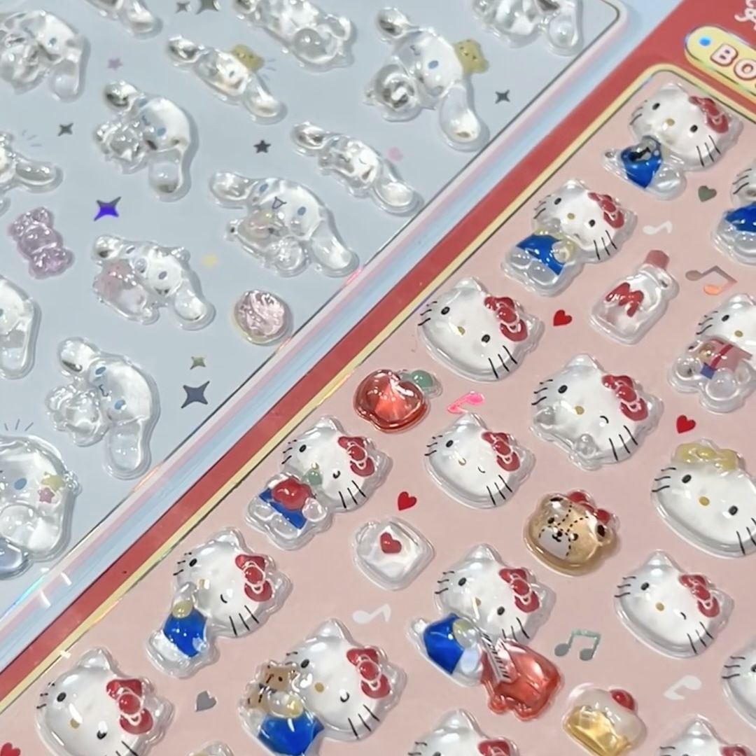 Anime Hellokitty Hangyodon Cinnamoroll 3Dtransparent Jelly Aufkleber Kristall Dekorative Aufkleber Kinder Telefon Casesdiy Spielzeug