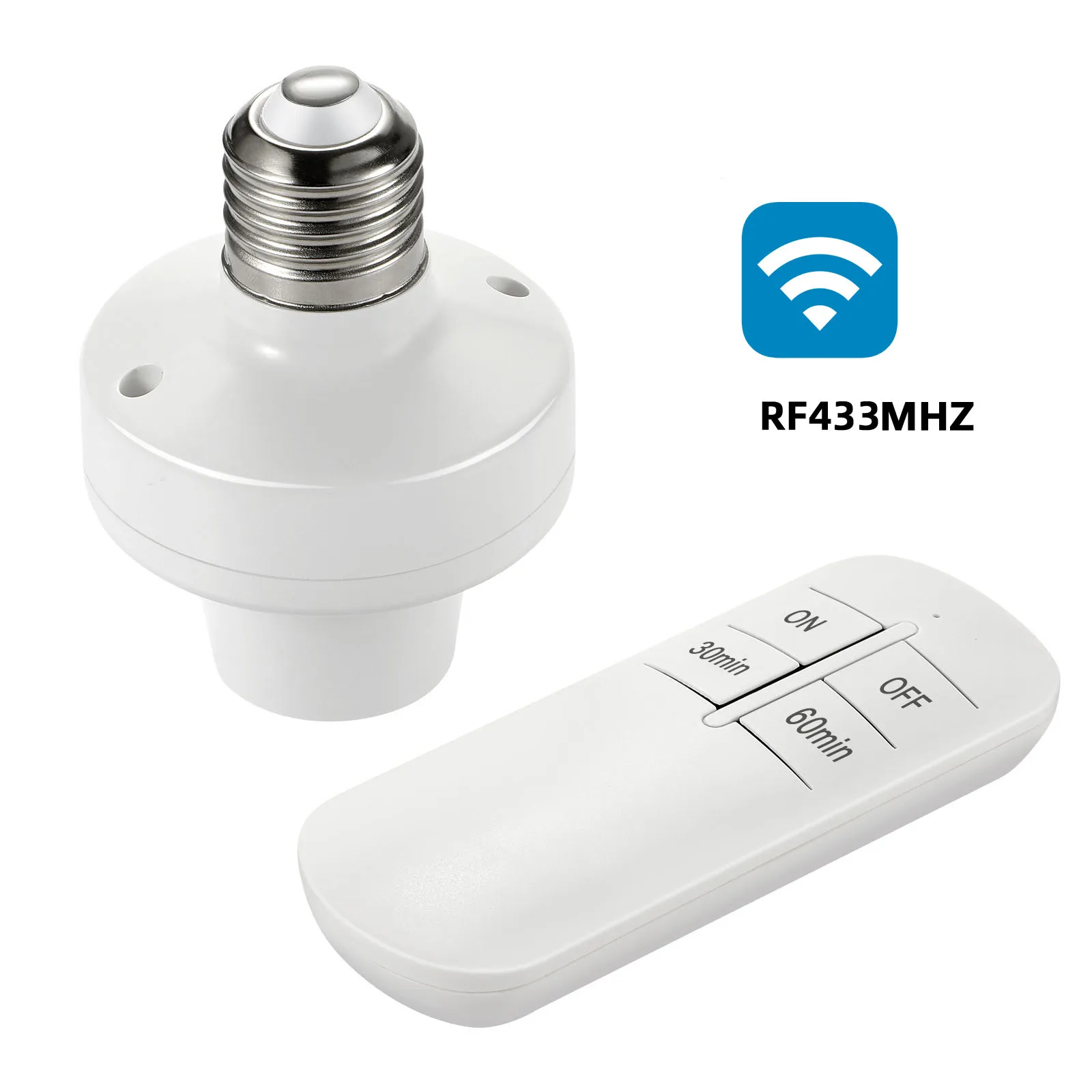 Interruptor temporizador inteligente sem fio rf 433mhz, suporte para lâmpada e27, base de lâmpada led ac85v ~ 220v, interruptor de luz, interruptores de temporizador de sala