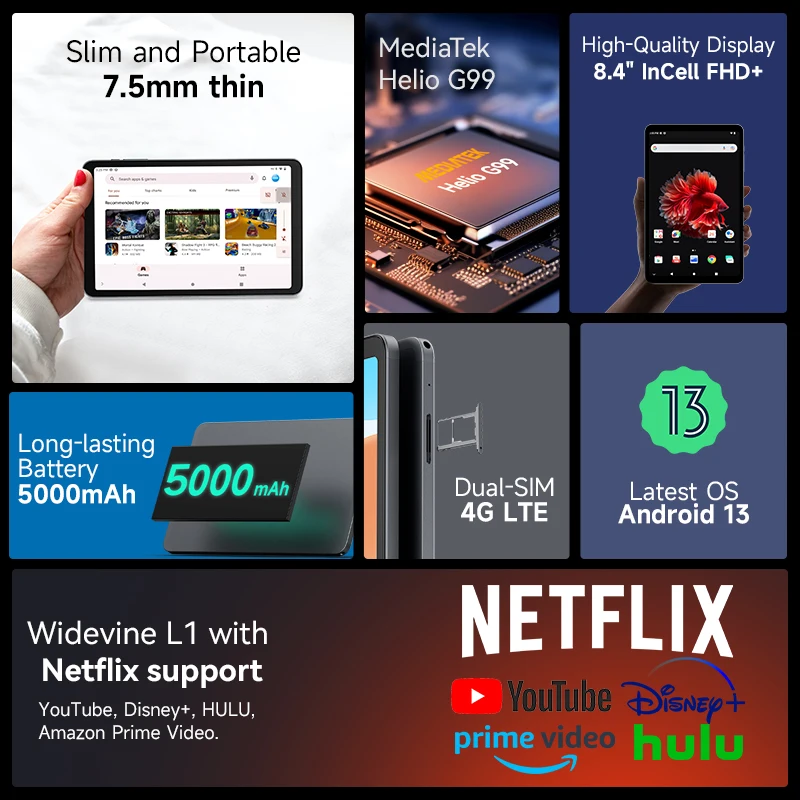 Alldocube iPlay50 Mini PRO tableta Netflix L1 8,4 pulgadas Android13 Helio G99 8GB RAM 128/256GB ROM tarjeta SIM Dual iPlay50 Mini PRO