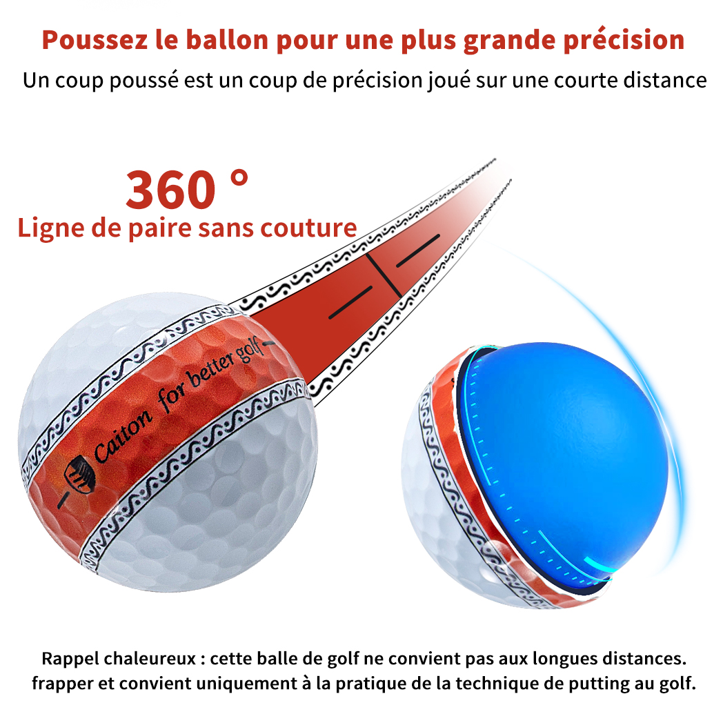 Caiton 12/3 pièces balle de golf Putter PU 3 couches, 360 °   Ligne de tir stable de précision, améliorant la précision et la stabilité