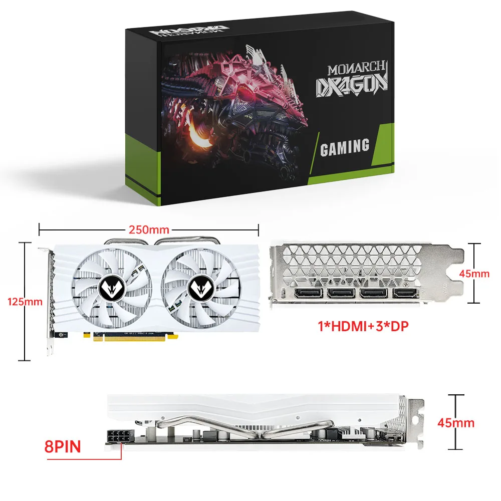 MOUGOL-tarjeta gráfica Original Radeon RX580, 8G, GDDR5, memoria de Video, tarjeta de juegos PCIE3.0x16 DVI DP para computadora de escritorio, tarjeta AMD