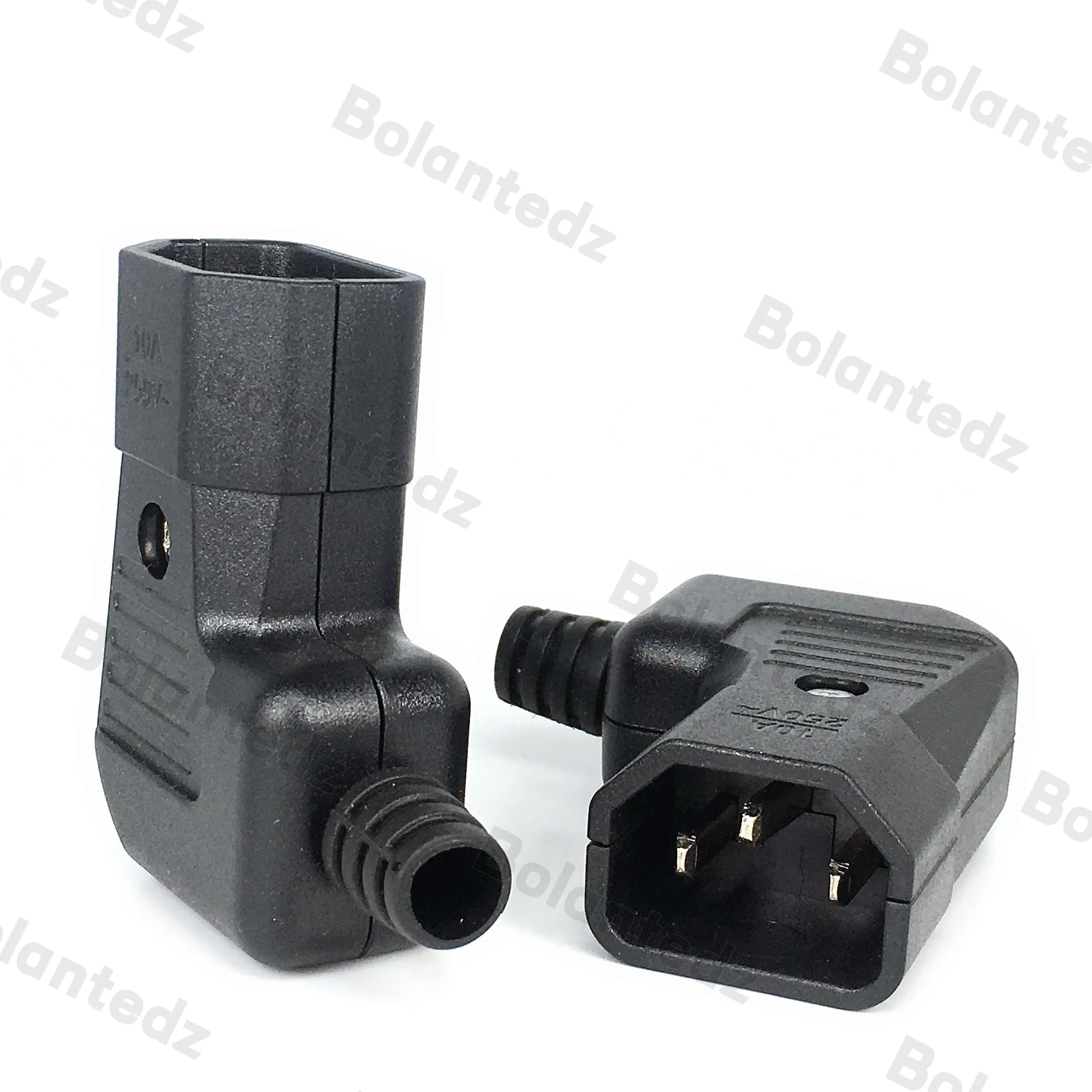 Black Elbow IEC320 C13 C14 Power Cord Wiring Power Plug Assemble IEC Connector Outlet PDU UPS Electrical AC Socket Plug 10A 250V