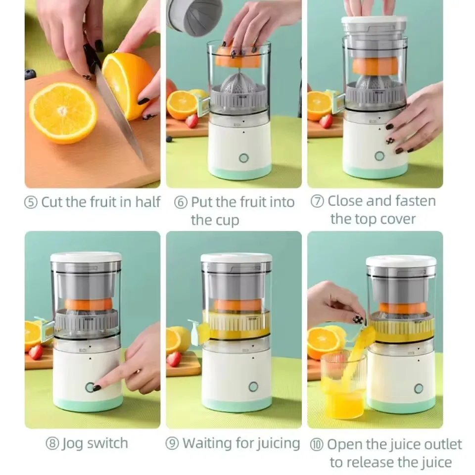 Estrattore di frutta completamente automatico Spremiagrumi domestico Macchina per succhi portatile Separazione dei residui Tazza per spremiagrumi a spirale bidirezionale
