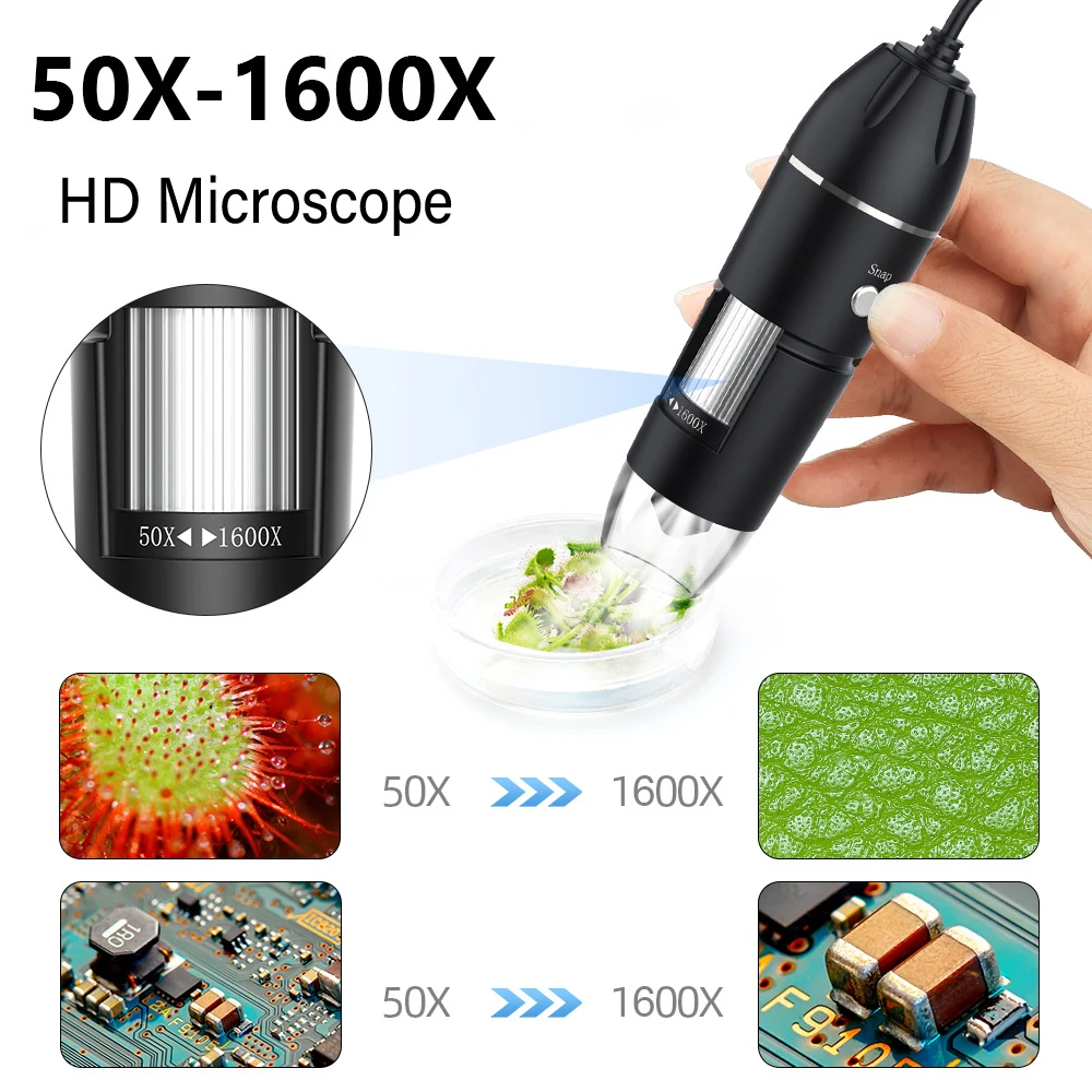 1600X 1000X 500X Digital Microscope Camera Type C USB Portable Electronic Microscope For Soldering Magnifier Cell Phone Repair