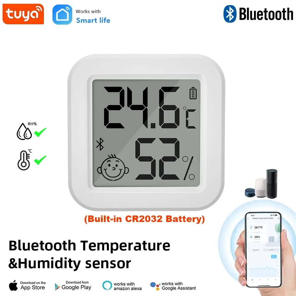Tuya Bluetooth Temperatura e Umidade Sensor, Termômetro LCD, Mini Smart, Higrômetro elétrico, Controle Remoto, Home App, Mais novo