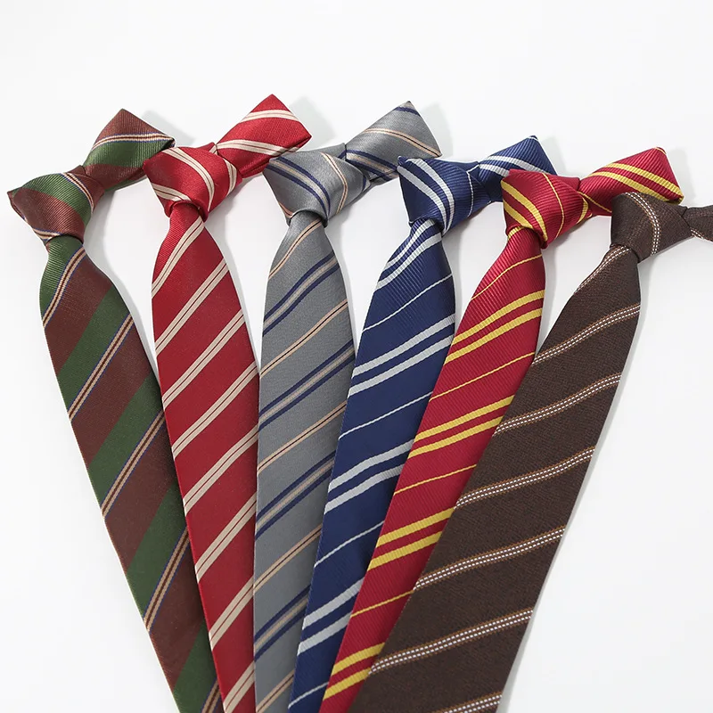 Corbatas de poliéster de 7CM para hombres, corbatas de negocios a rayas azules y marrones, corbatas universitarias para chicas jóvenes, accesorios para cuello de camisa de fiesta
