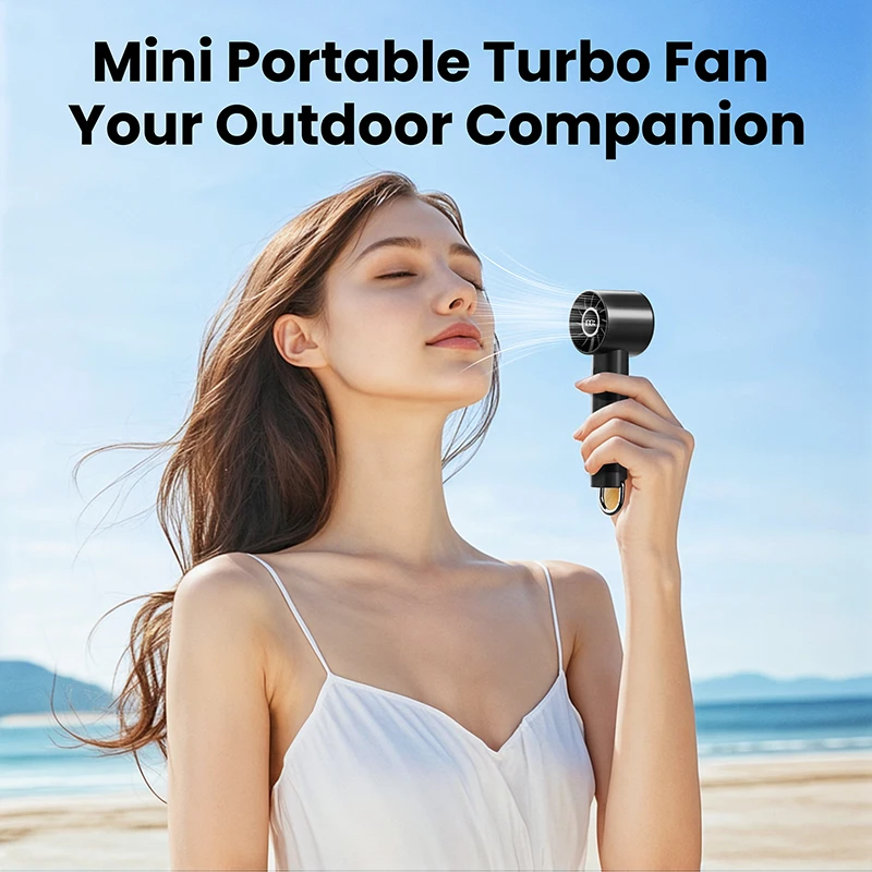 Mini ventilatore portatile, ventilatore portatile con display LED e torcia elettrica, ventola con batteria ricaricabile USB a 3 velocità da 2000 mAh