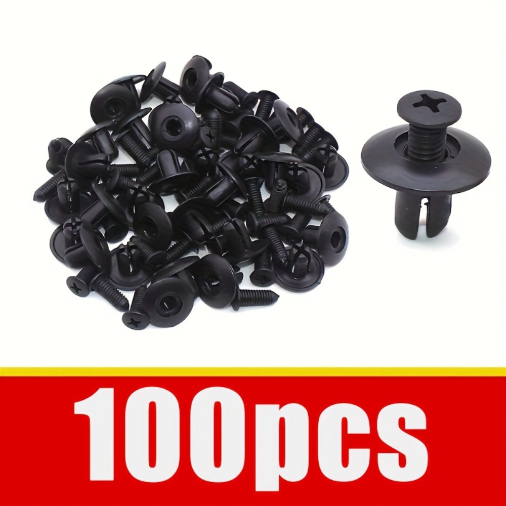 100 pçs 8mm rebites de plástico fixadores parafuso pára-choque do carro preto rebite clipes fixadores do carro para toyota para foco para kia nissan