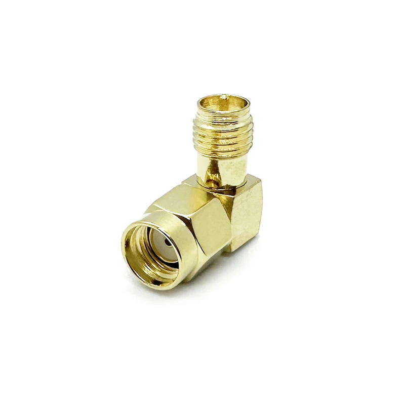 Adaptador RF SMA de 90 grados, polaridad inversa, RPSMA macho a RP-SMA hembra, conector de ángulo recto para antenas de Dron