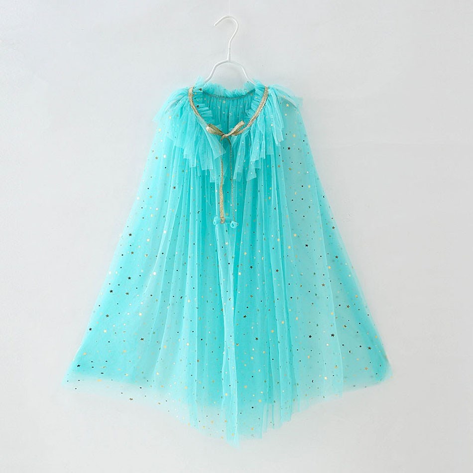 Zomer Meisje Prinses Feestaccessoires Mantel Sneeuwkoningin Elsa Anna Kostuum Cape Rapunzel Aurora Pailletten Tule Halloween Mantel