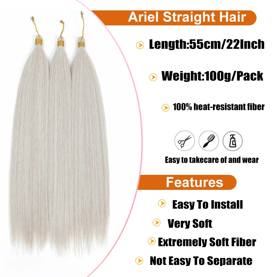22 zoll Ariel Gerade Gestrickte Haar Bundles 3 Teile/los Häkeln Haar Extensions Für Zöpfe Ombre Grau Lila Synthetische Flechten Haar