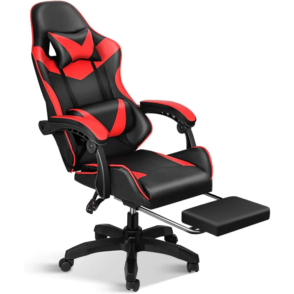 Gaming Chair, Backrest and Seat Height Adjustable Swivel Recliner Racing Office Computer Ergonomic Video Game Chair with Footres