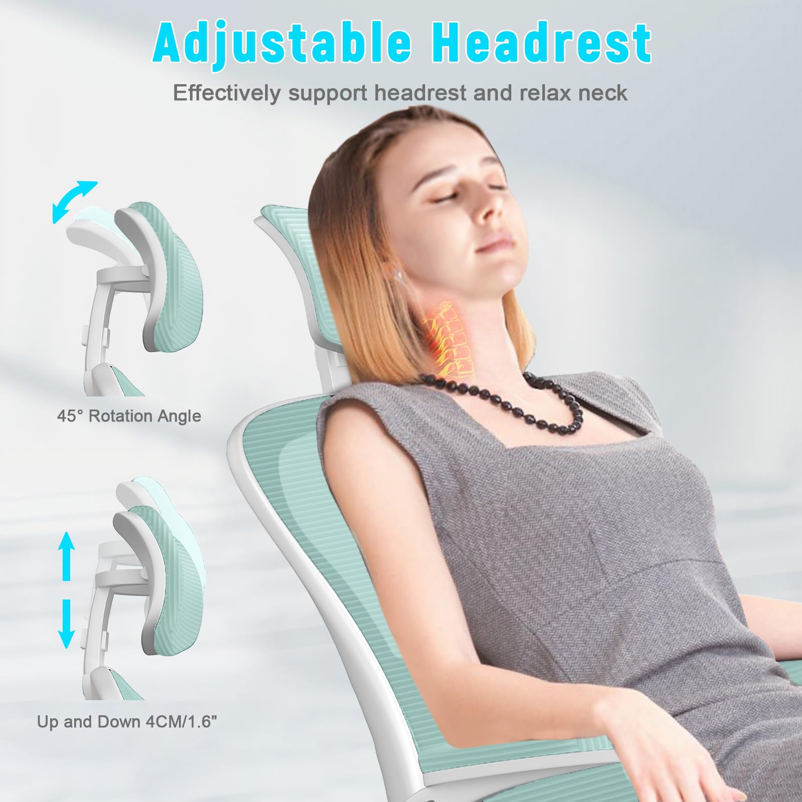 Chaise de Bureau Ergonomique avec Repose-Sauna Réglable et Support Lombaire, pour Jeu à Domicile