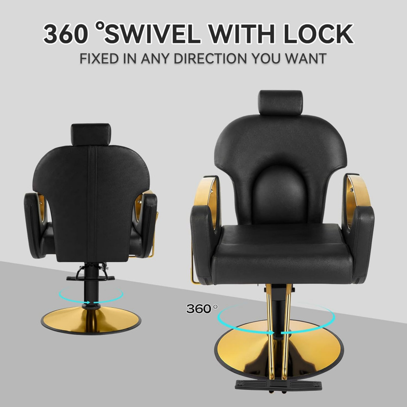 Salon for Stylist,Height Adjustable Hair Chair with ProfessionalHydraulic PUM,Multi-Function Shampoo Tat