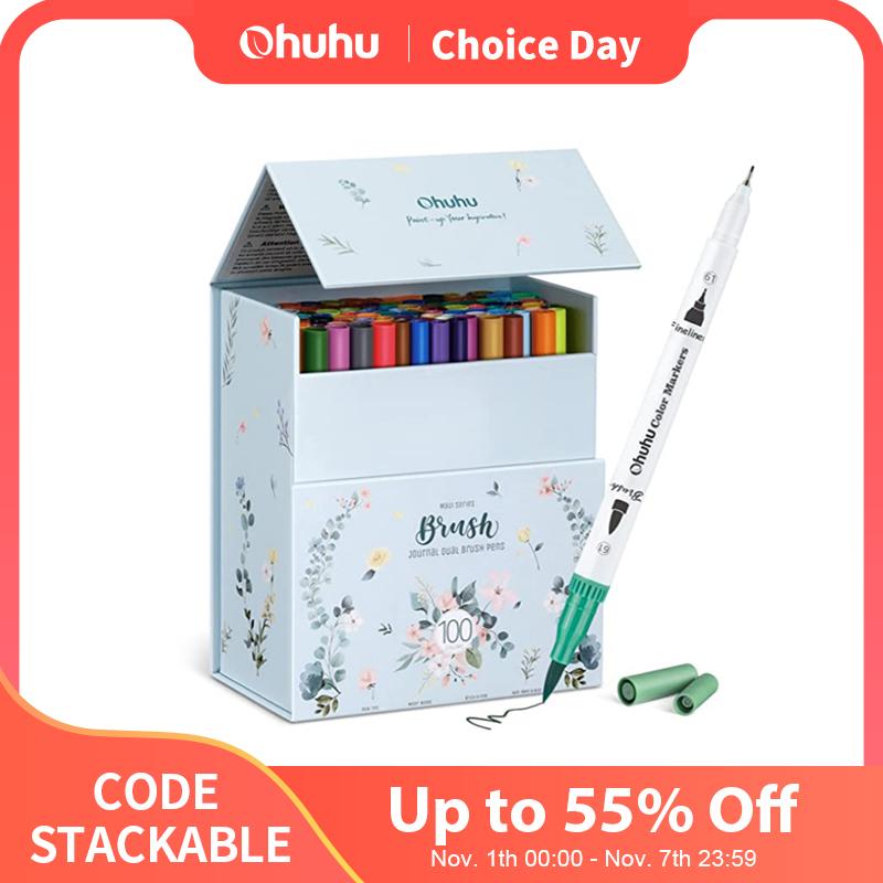 Художественные маркеры Ohuhu, набор маркеров с двумя наконечниками, акварельная ручка, раскраска, акварельная кисть, тонкая подводка, живопись, рисунок, школьные принадлежности