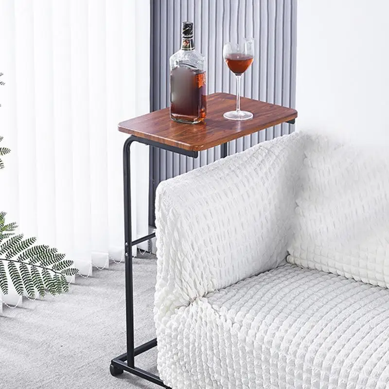 Movable Sofa Side Table TV Tray Bed Side Table With Wheel High Load-bearing Capacity Quiet Sliding Living Room End shelf Table