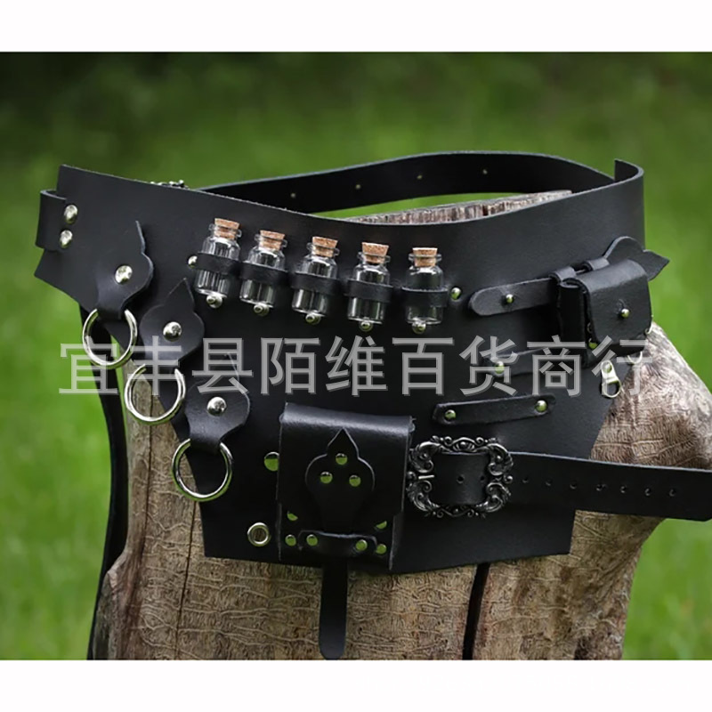 Riñonera con cinturón de cuero para Colgar botellas de poción, accesorio para fiesta de Halloween, novedad