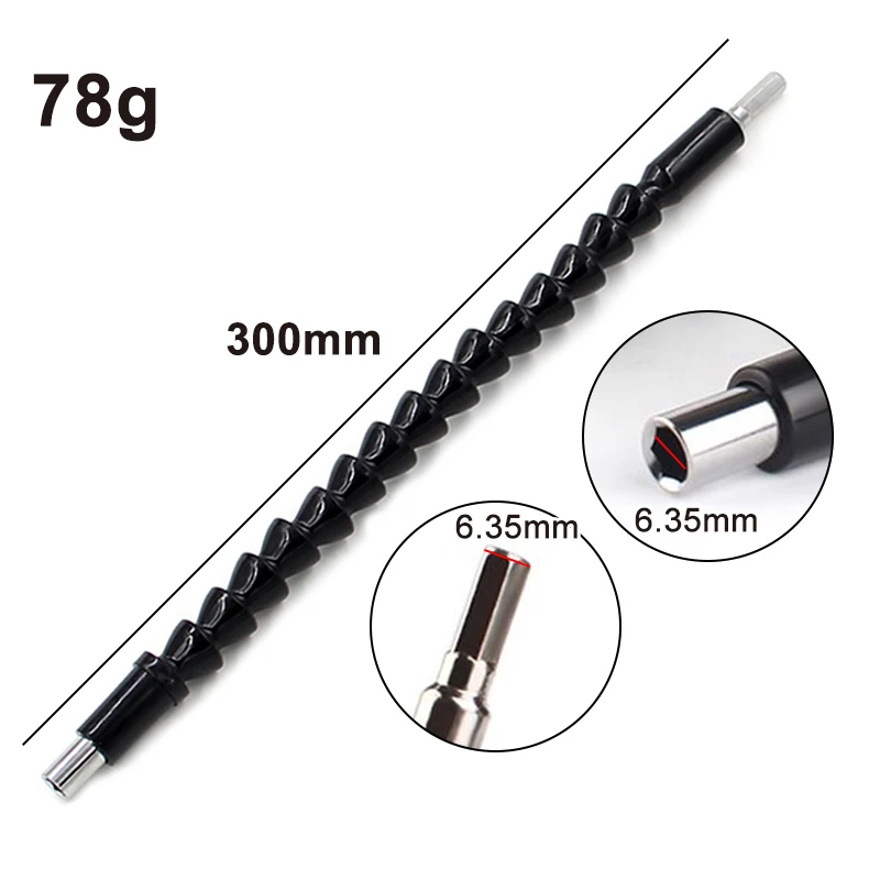 1pc preto 300mm hexagonal universal chave de fenda de eixo macio com chave de fenda elétrica para conectar ferramenta de haste de extensão