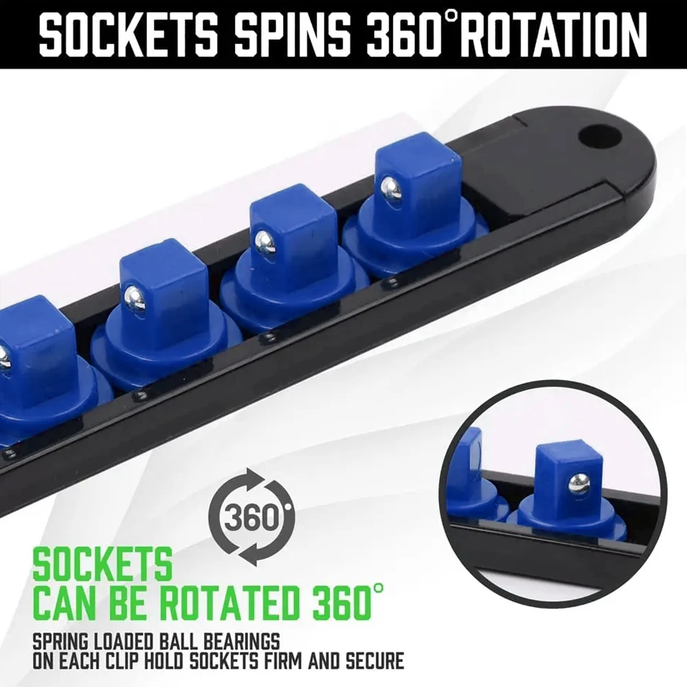 ABS Socket Wrenchs Holder Adjustable Finisher 1/4 3/8 1/2 Storage Mountable Sliding Stand Sleeve Rail Rack Tool