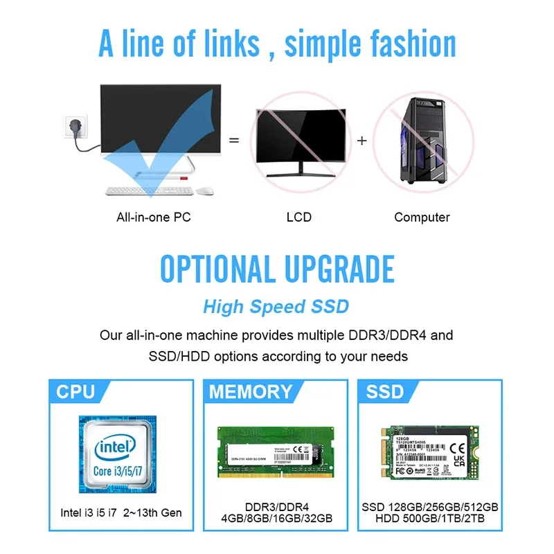 All In One Gaming Pc 23.8" Business Desktop  Computer I3 I5 I7 Oem Computer All In One Pc For Student And Company