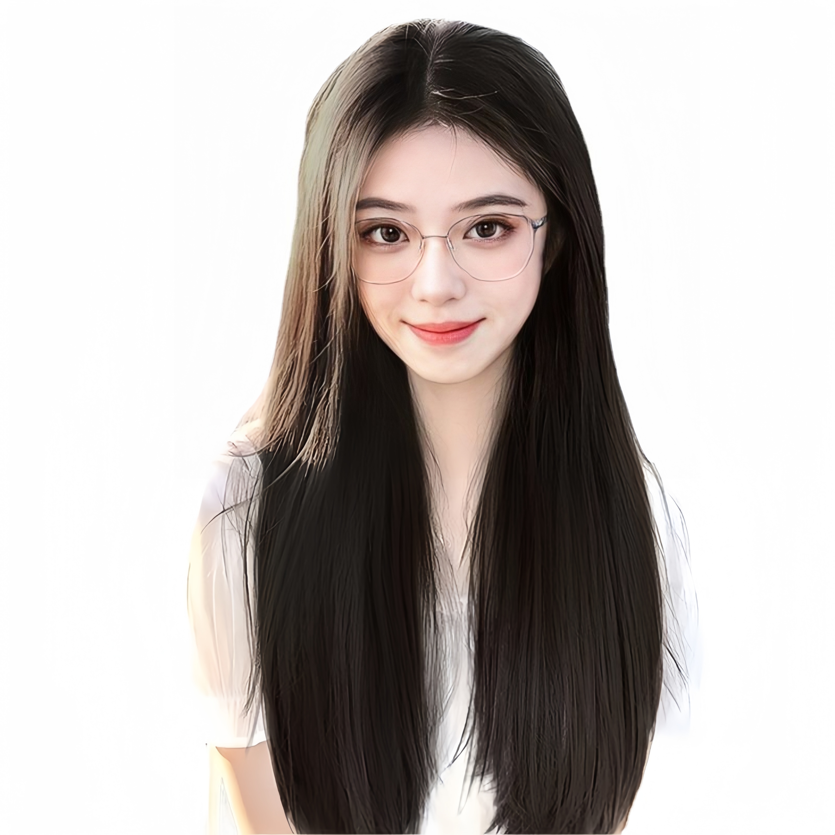 Pruik Vrouw Lang Haar Hoge Temperatuur Zijde Full Head Set Taille Lengte Zwart Medium Deel Pony Lang Steil Haar