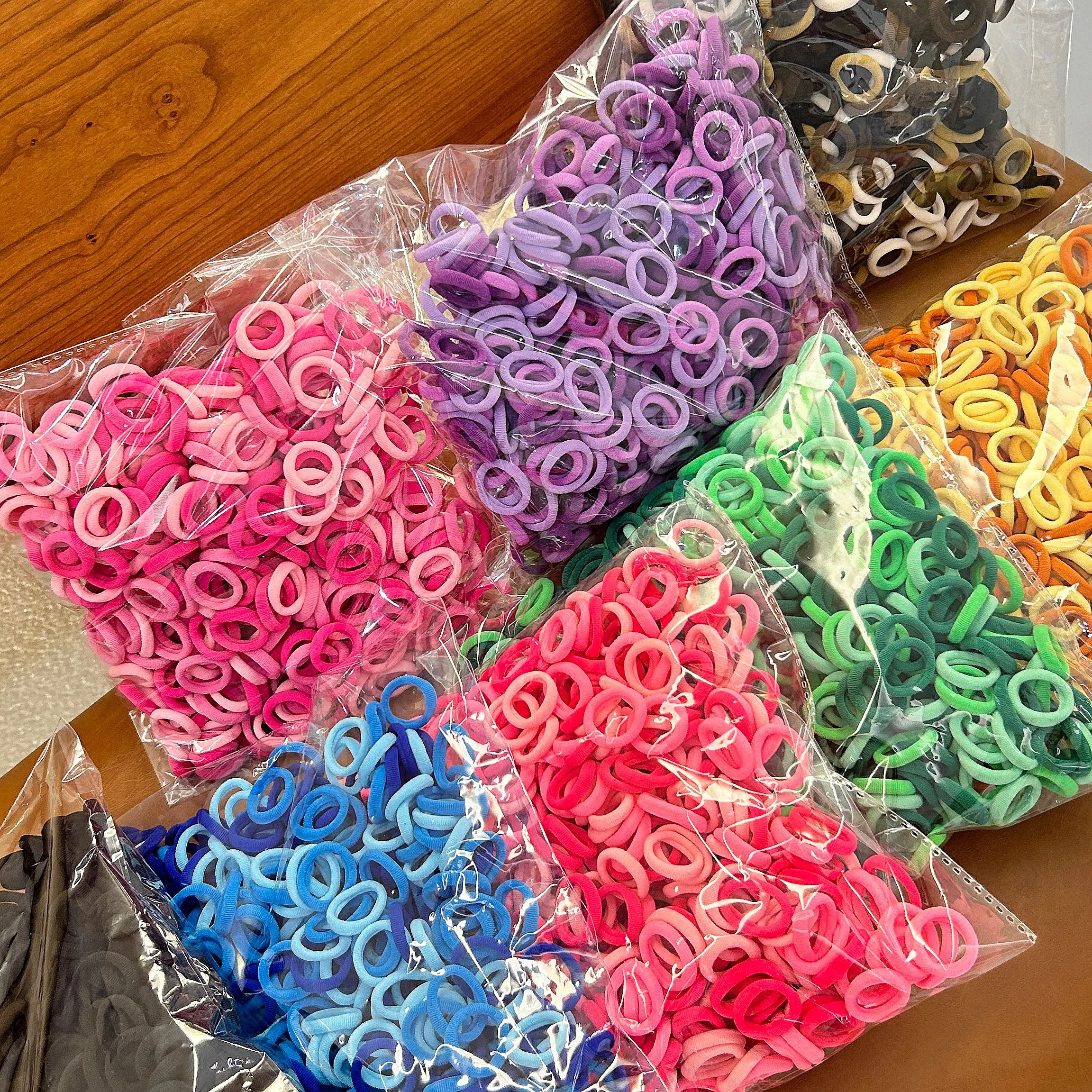 100 peças de acessórios para o cabelo das crianças com alta elasticidade elegante corda de cabelo de náilon simples básico bandana e bandana